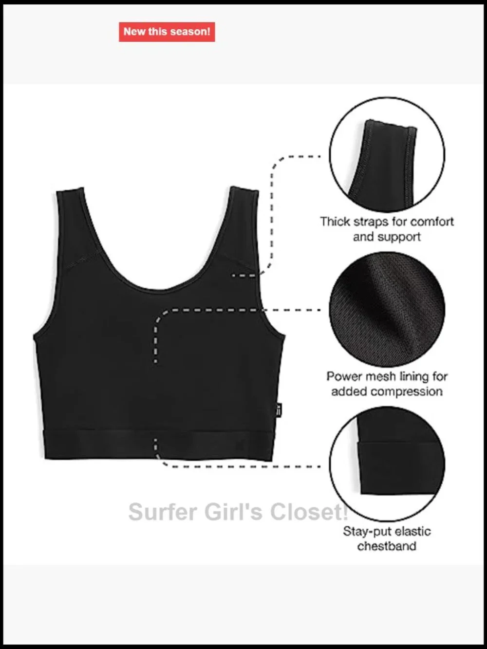 Compression Bra Top, Full Coverage, Medium Support, Wireless, Gender Inclusive